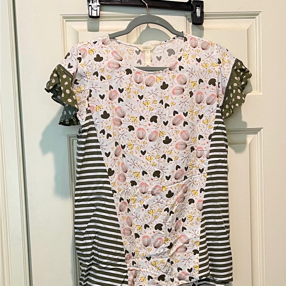 Matilda Jane Pink and Green Patterned Short Sleeve Tee